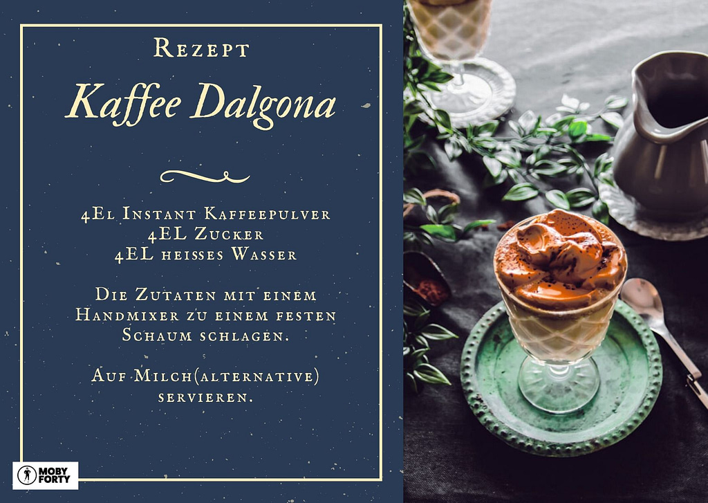 Rezeptkarte Dalgona Kaffee