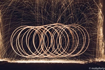 Lightpainting Stahlwolle Bild - erinnert ein wenig an die olympischen Ringe