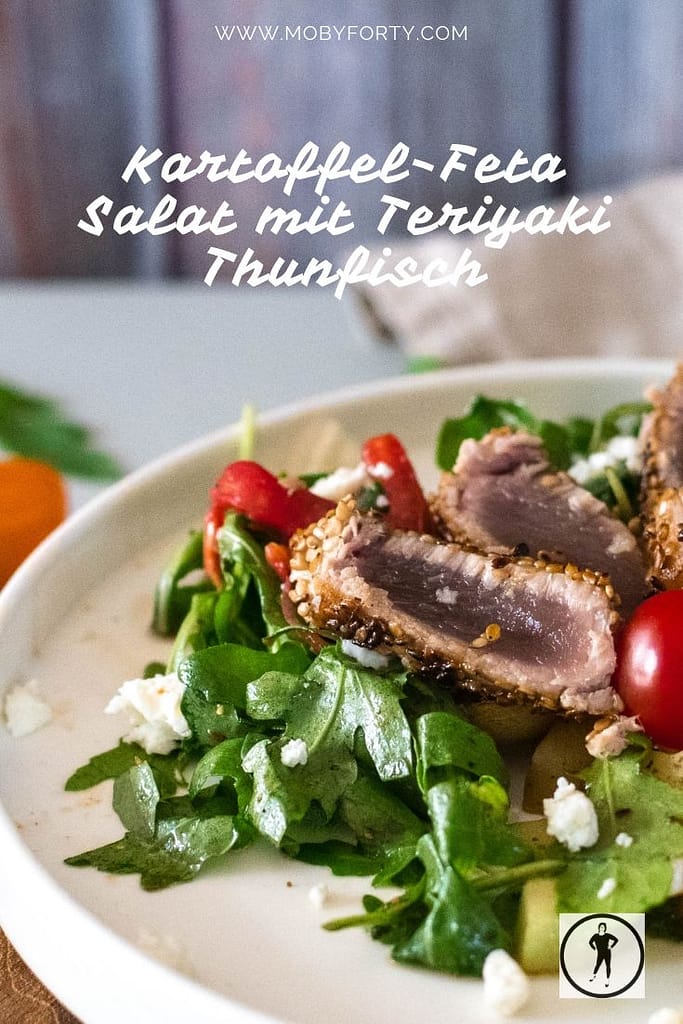 Kartoffel-Feta Sommersalat mit Teriyaki Thunfisch