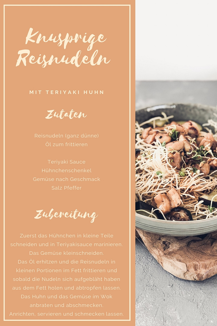 Rezept für Knusprige Reisnudeln mit Teriyaki Huhn